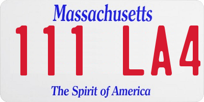 MA license plate 111LA4