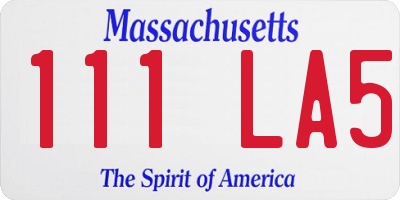 MA license plate 111LA5