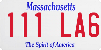 MA license plate 111LA6