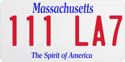 MA license plate 111LA7