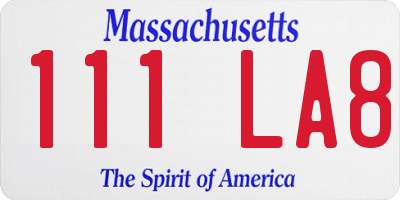 MA license plate 111LA8