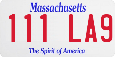 MA license plate 111LA9