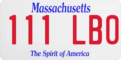 MA license plate 111LB0