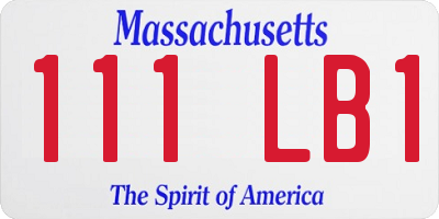 MA license plate 111LB1