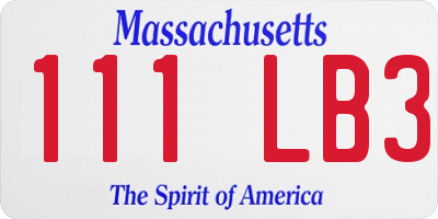 MA license plate 111LB3