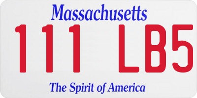 MA license plate 111LB5