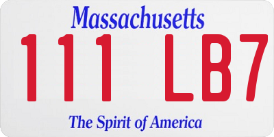 MA license plate 111LB7