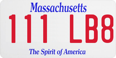 MA license plate 111LB8