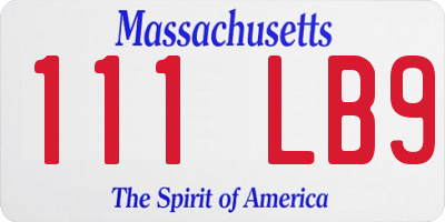 MA license plate 111LB9