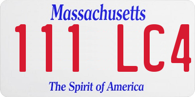 MA license plate 111LC4