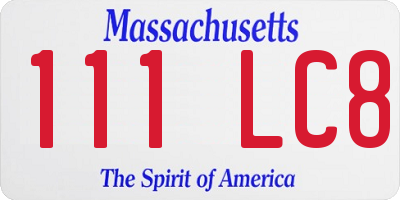 MA license plate 111LC8