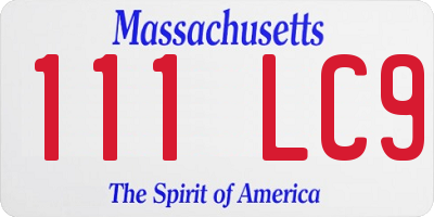 MA license plate 111LC9