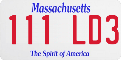 MA license plate 111LD3