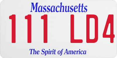 MA license plate 111LD4