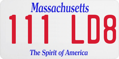 MA license plate 111LD8