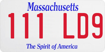 MA license plate 111LD9