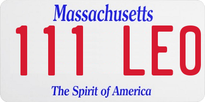 MA license plate 111LE0