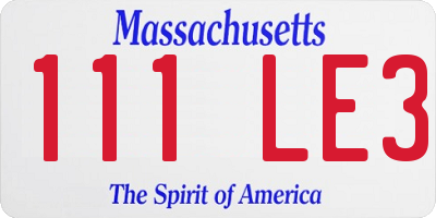 MA license plate 111LE3