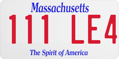 MA license plate 111LE4