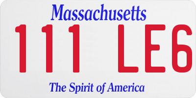 MA license plate 111LE6