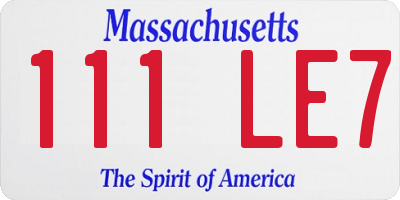 MA license plate 111LE7