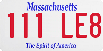 MA license plate 111LE8