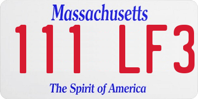 MA license plate 111LF3