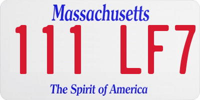 MA license plate 111LF7