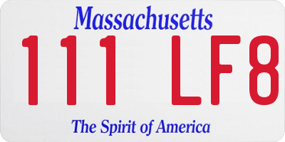 MA license plate 111LF8