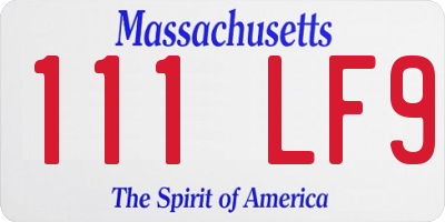 MA license plate 111LF9