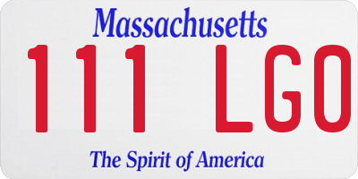 MA license plate 111LG0