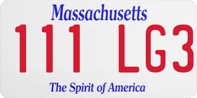 MA license plate 111LG3