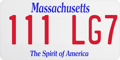 MA license plate 111LG7