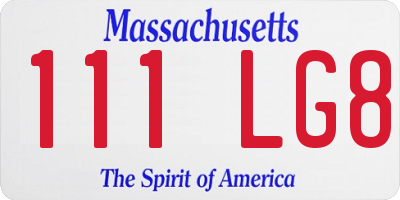 MA license plate 111LG8