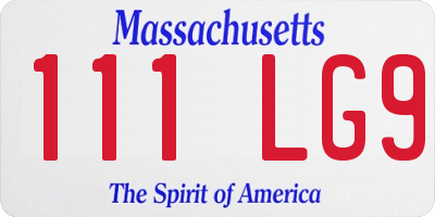 MA license plate 111LG9