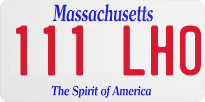 MA license plate 111LH0