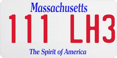 MA license plate 111LH3