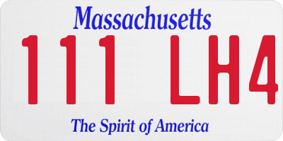 MA license plate 111LH4