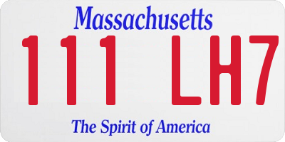 MA license plate 111LH7