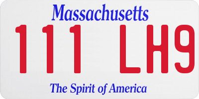 MA license plate 111LH9