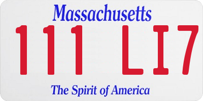 MA license plate 111LI7