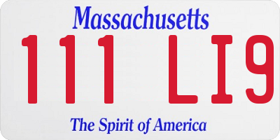 MA license plate 111LI9