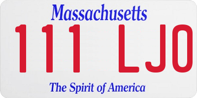 MA license plate 111LJ0