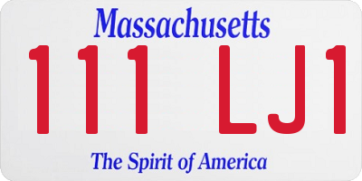 MA license plate 111LJ1