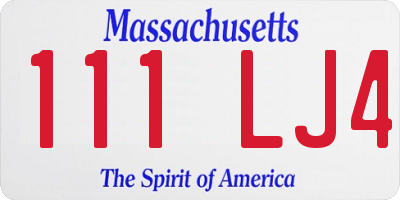 MA license plate 111LJ4