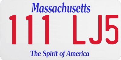 MA license plate 111LJ5