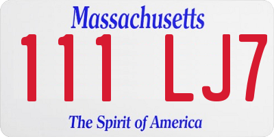 MA license plate 111LJ7