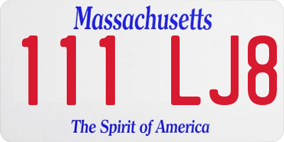 MA license plate 111LJ8