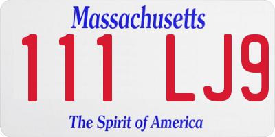MA license plate 111LJ9