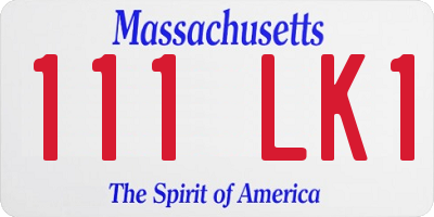 MA license plate 111LK1